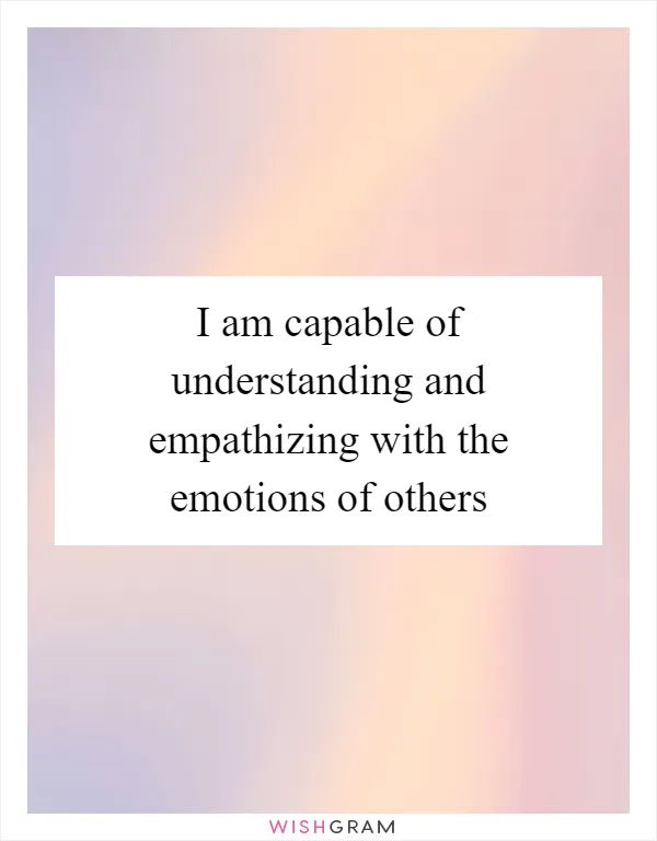 I am capable of understanding and empathizing with the emotions of others