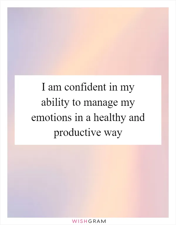 I am confident in my ability to manage my emotions in a healthy and productive way