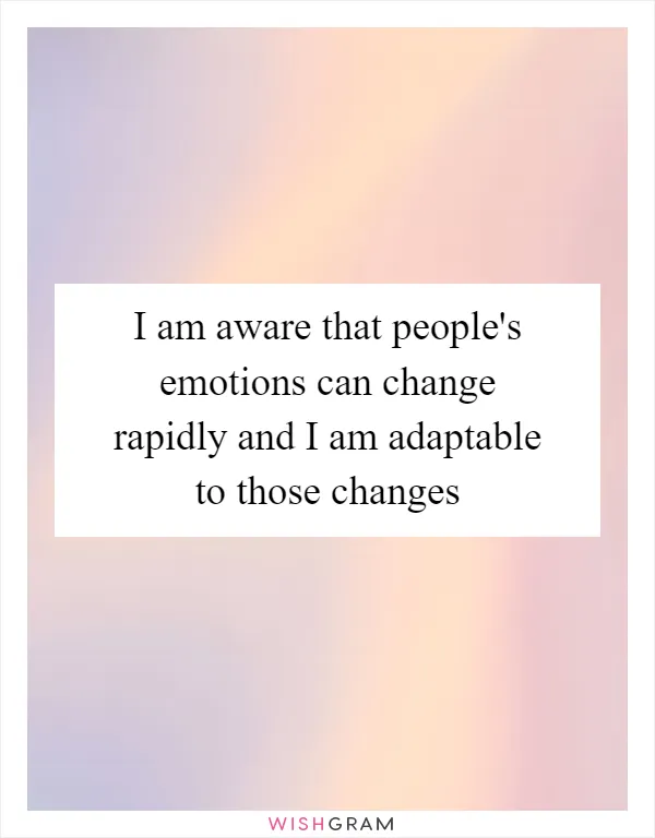 I am aware that people's emotions can change rapidly and I am adaptable to those changes