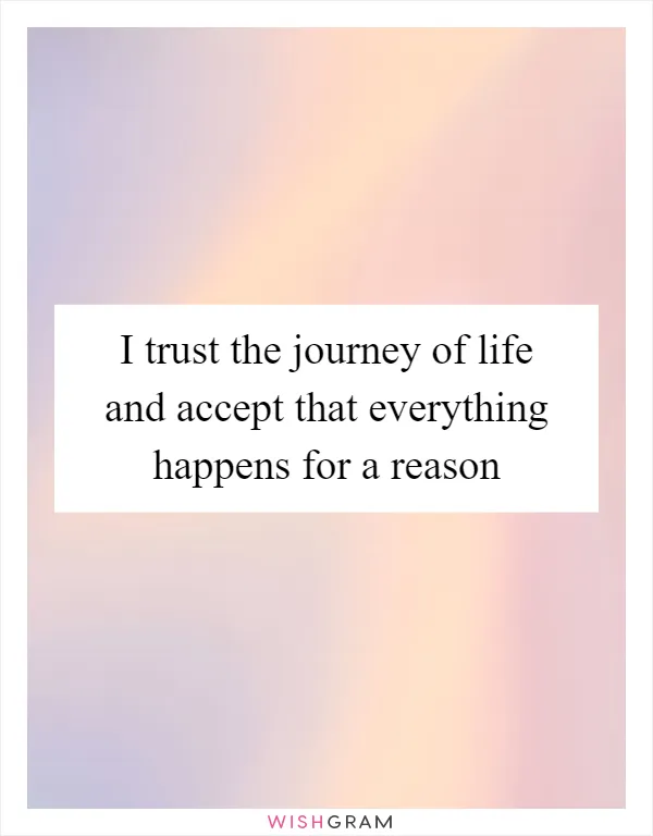 I trust the journey of life and accept that everything happens for a reason