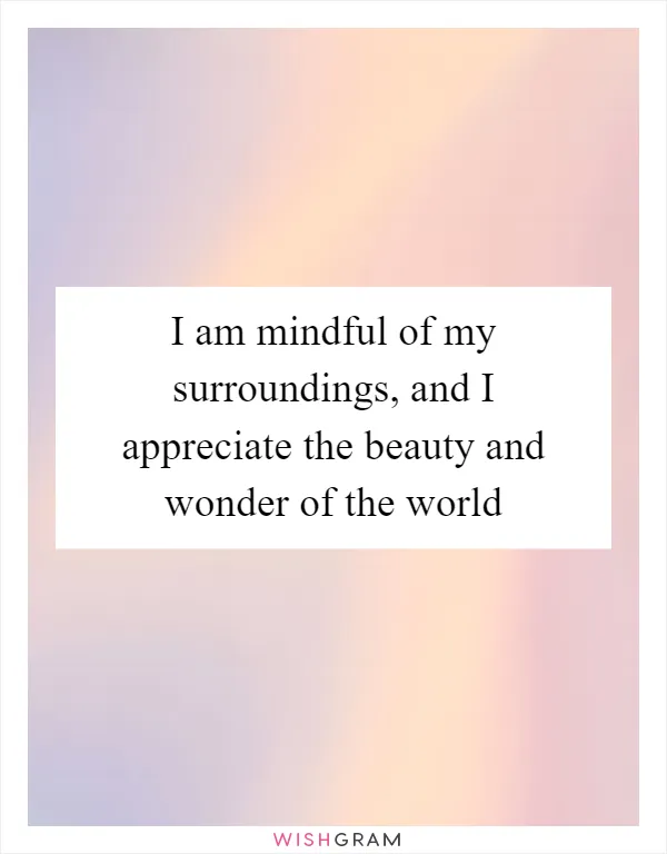 I am mindful of my surroundings, and I appreciate the beauty and wonder of the world