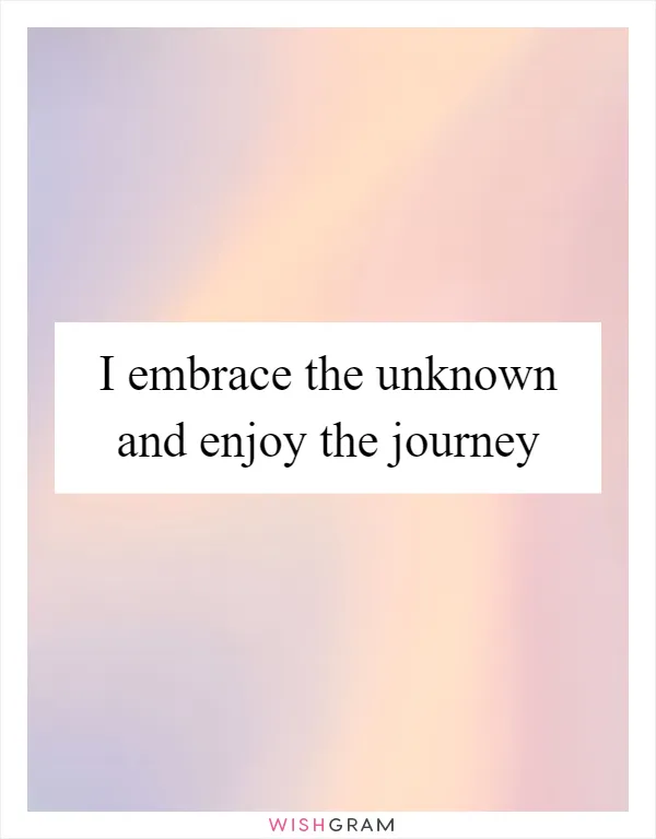 I embrace the unknown and enjoy the journey