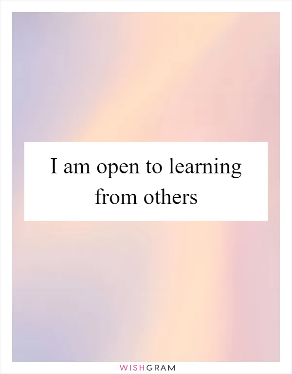 I am open to learning from others