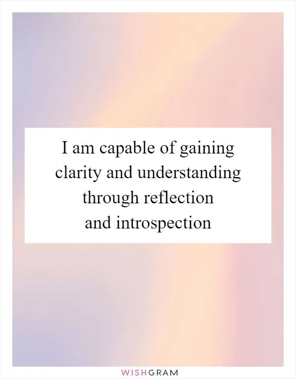 I am capable of gaining clarity and understanding through reflection and introspection