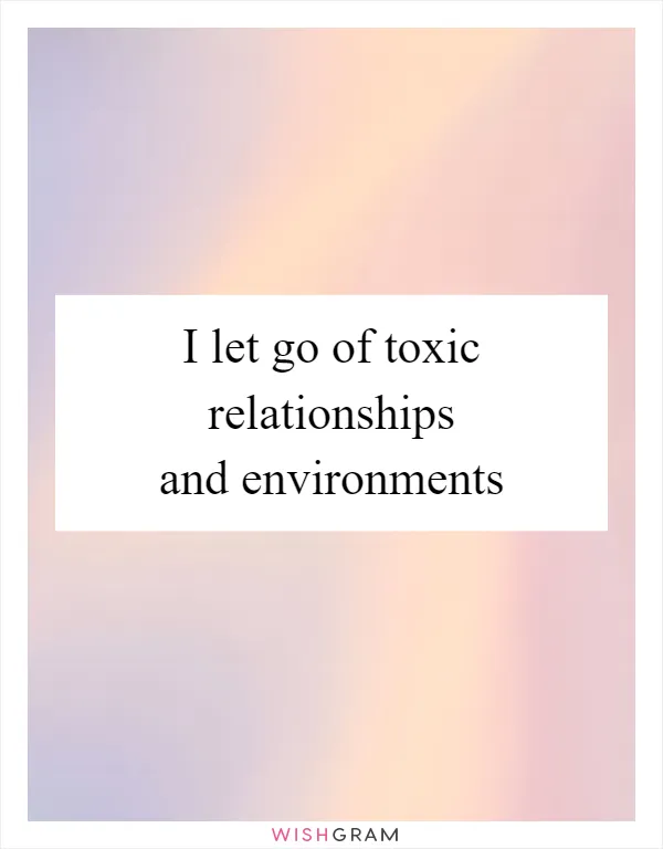 I let go of toxic relationships and environments