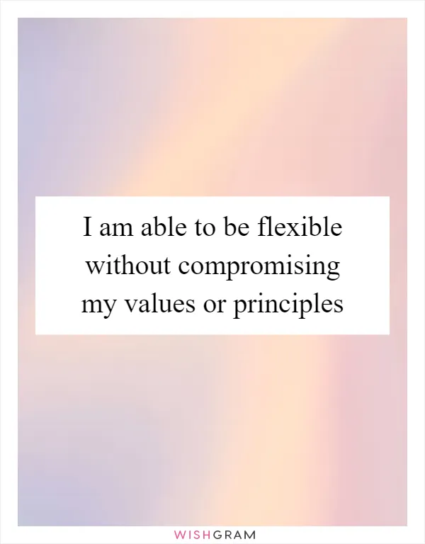 I am able to be flexible without compromising my values or principles