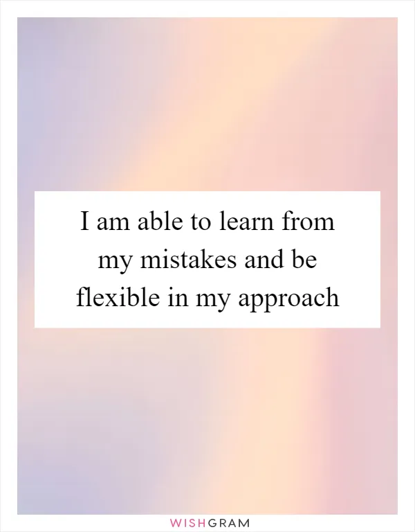 I am able to learn from my mistakes and be flexible in my approach