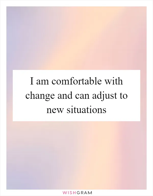 I am comfortable with change and can adjust to new situations