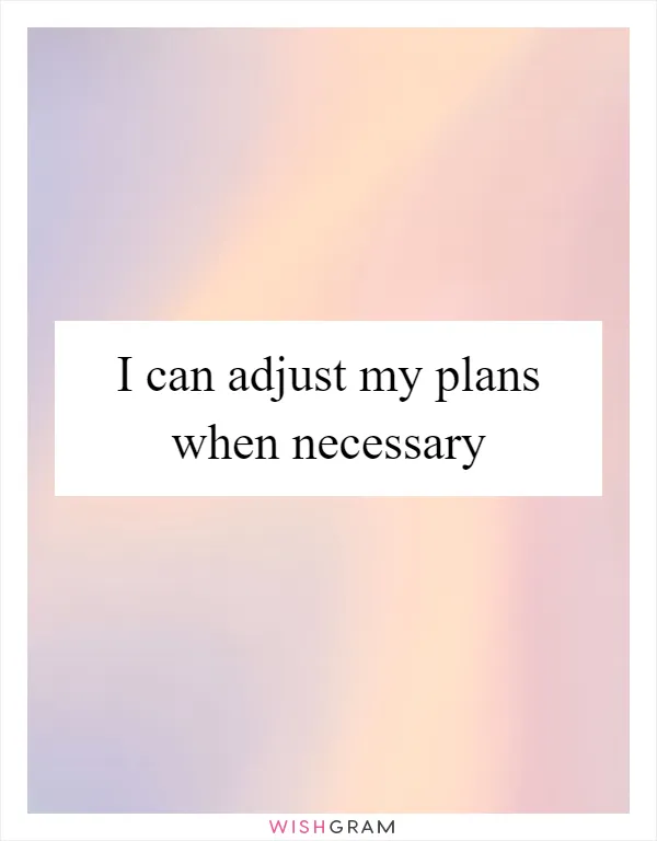 I can adjust my plans when necessary