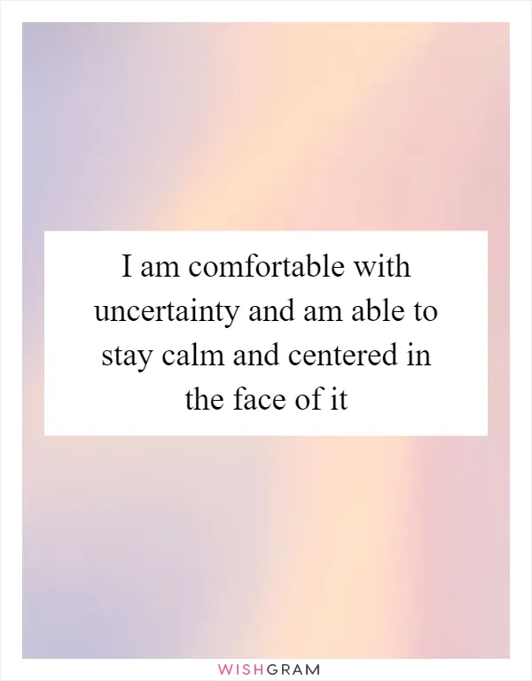 I am comfortable with uncertainty and am able to stay calm and centered in the face of it