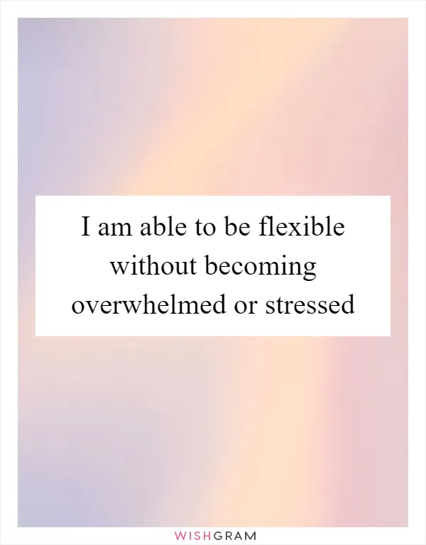 I am able to be flexible without becoming overwhelmed or stressed