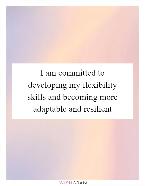 I am committed to developing my flexibility skills and becoming more adaptable and resilient