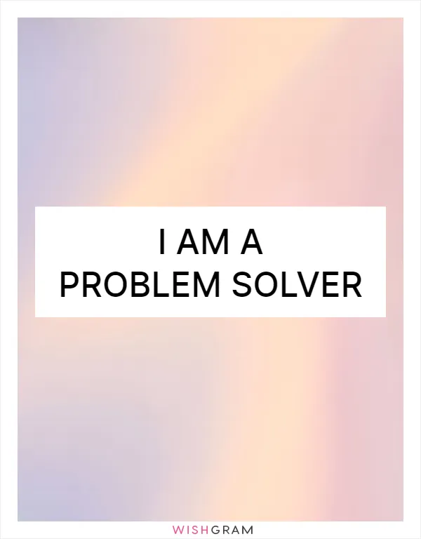 I am a problem solver
