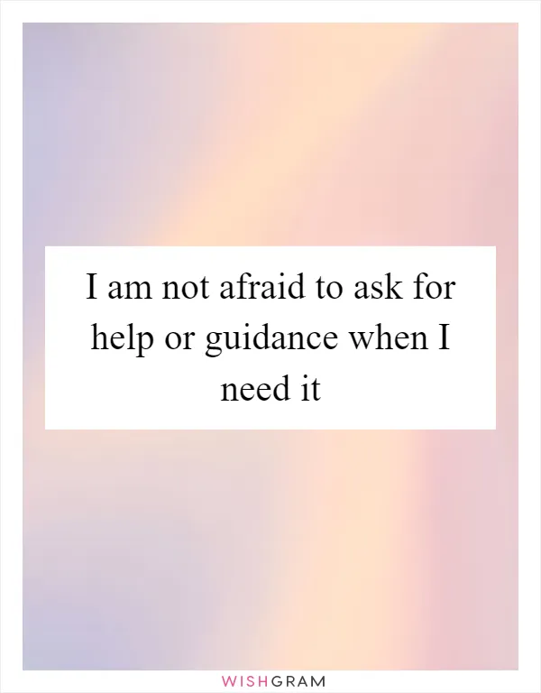 I am not afraid to ask for help or guidance when I need it