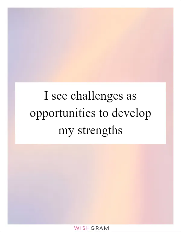 I see challenges as opportunities to develop my strengths