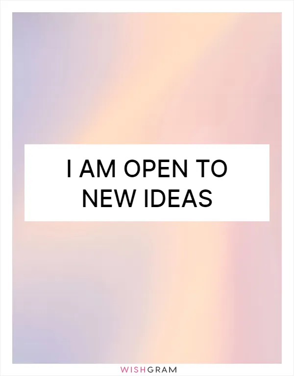 I am open to new ideas