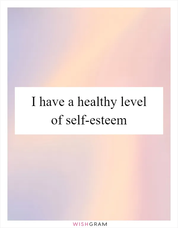 I have a healthy level of self-esteem