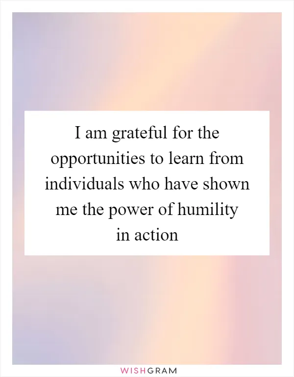 I am grateful for the opportunities to learn from individuals who have shown me the power of humility in action