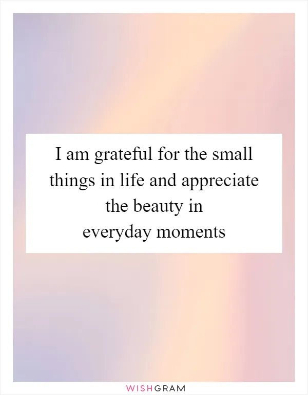 I am grateful for the small things in life and appreciate the beauty in everyday moments