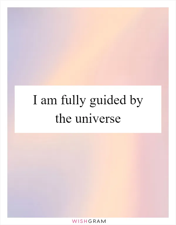 I am fully guided by the universe