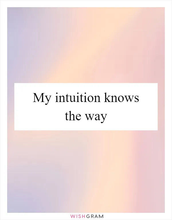 My intuition knows the way