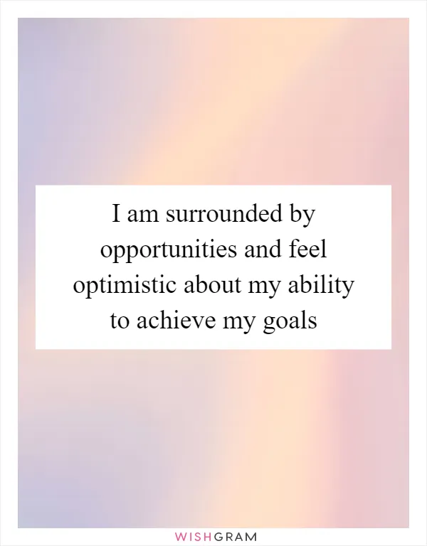 I am surrounded by opportunities and feel optimistic about my ability to achieve my goals