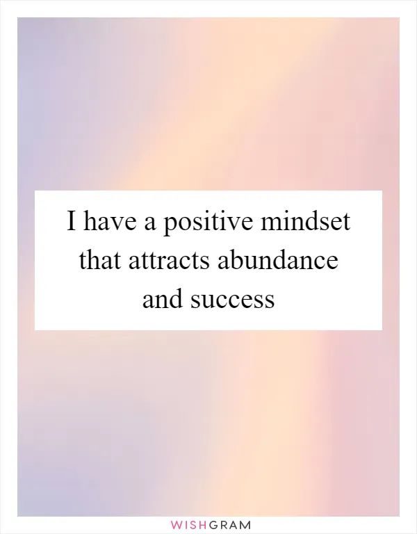 I have a positive mindset that attracts abundance and success