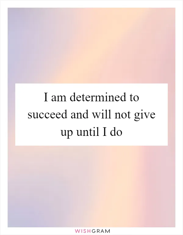 I am determined to succeed and will not give up until I do