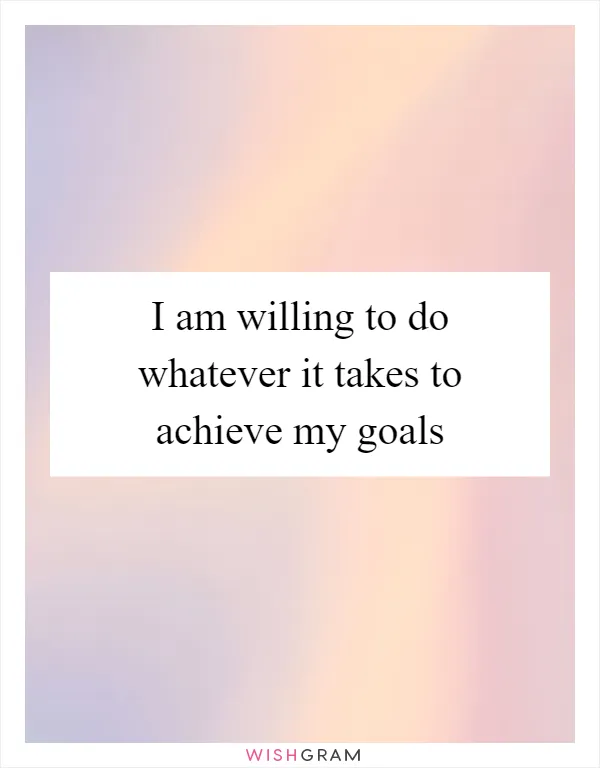 I am willing to do whatever it takes to achieve my goals