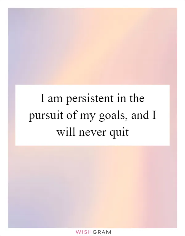 I am persistent in the pursuit of my goals, and I will never quit