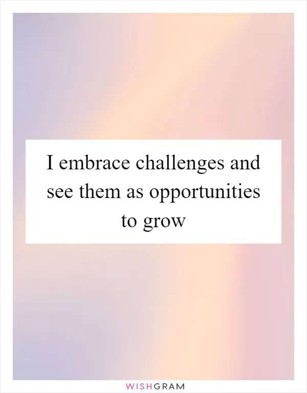 I embrace challenges and see them as opportunities to grow