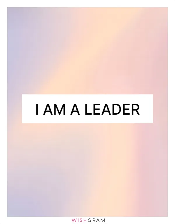 I am a leader