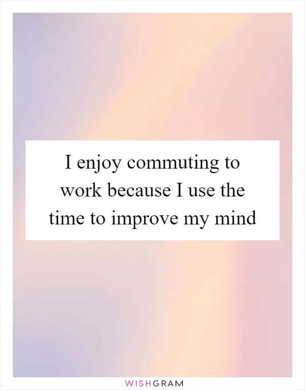 I enjoy commuting to work because I use the time to improve my mind