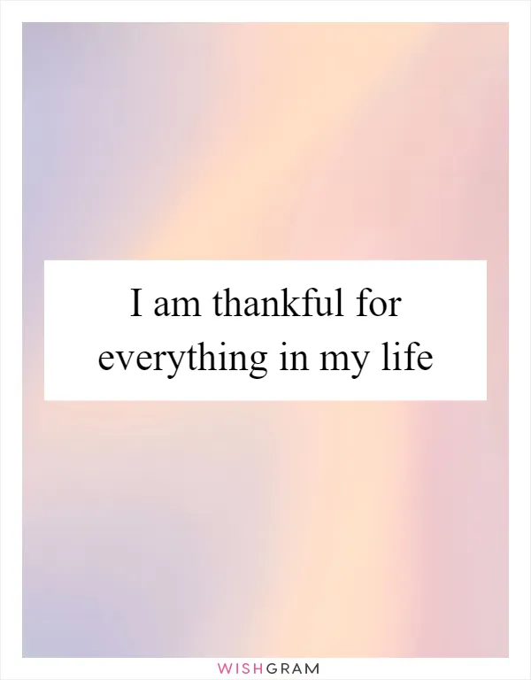 I am thankful for everything in my life