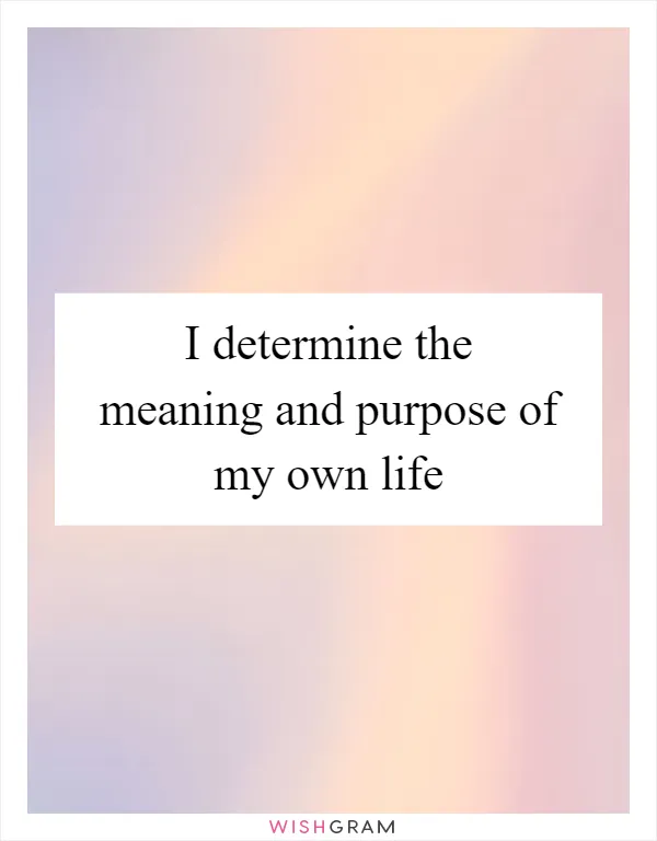I determine the meaning and purpose of my own life