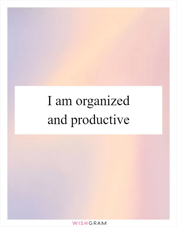 I am organized and productive