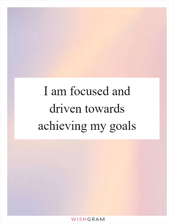 I am focused and driven towards achieving my goals