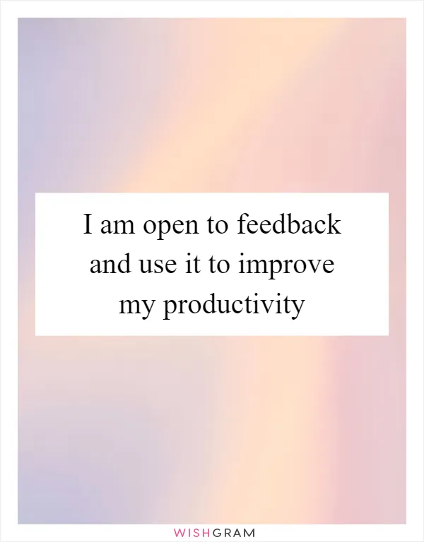 I am open to feedback and use it to improve my productivity