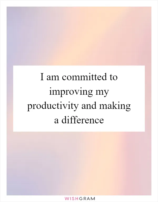 I am committed to improving my productivity and making a difference