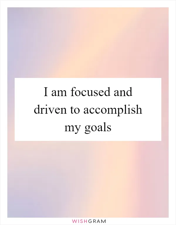 I am focused and driven to accomplish my goals