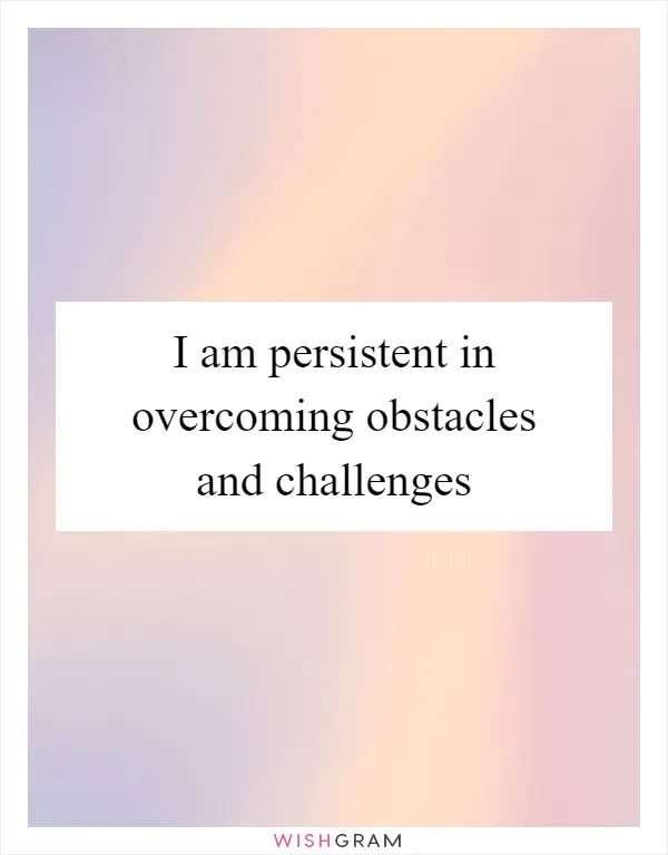 I am persistent in overcoming obstacles and challenges