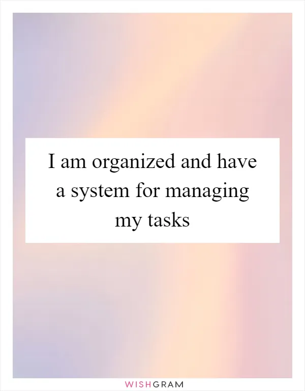 I am organized and have a system for managing my tasks