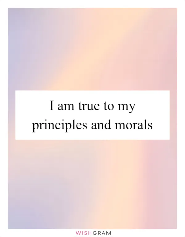 I am true to my principles and morals