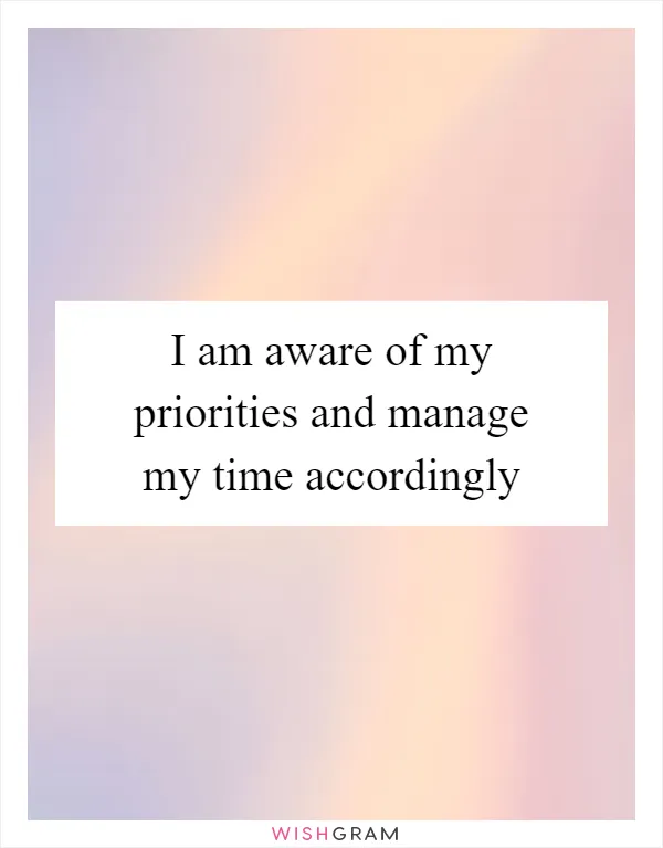 I am aware of my priorities and manage my time accordingly