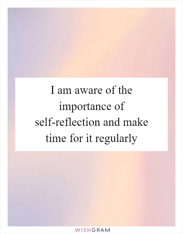 I am aware of the importance of self-reflection and make time for it regularly