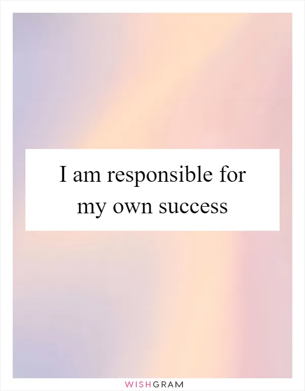 I am responsible for my own success