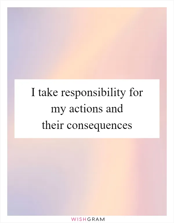 I take responsibility for my actions and their consequences