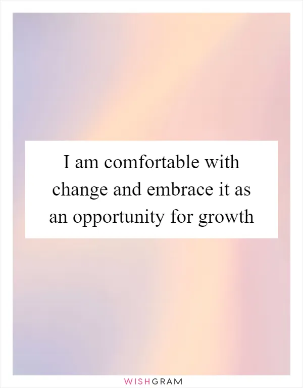 I am comfortable with change and embrace it as an opportunity for growth