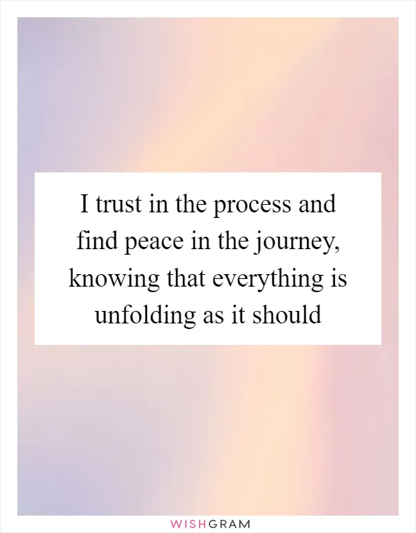 I trust in the process and find peace in the journey, knowing that everything is unfolding as it should