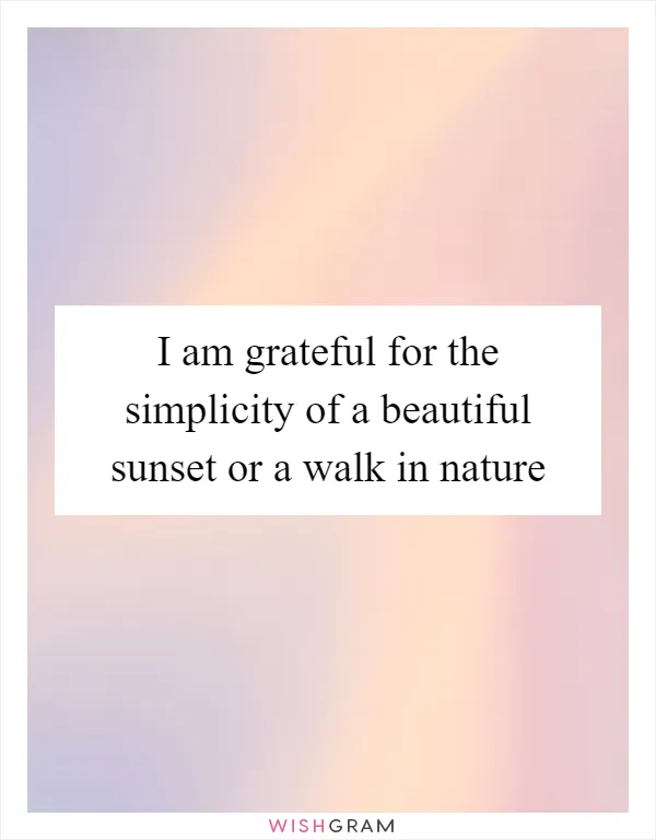 I am grateful for the simplicity of a beautiful sunset or a walk in nature